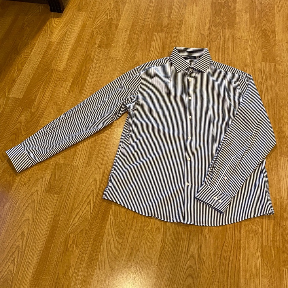 Tommy Hilfiger blue striped button shirt